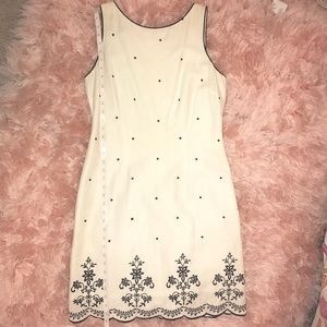 White Sheath Dress with Black Detail